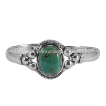 Tibetan Turquoise Natural Gemstone & 925 Silver Cuff Bezel Set Designer Bangle Jewelry